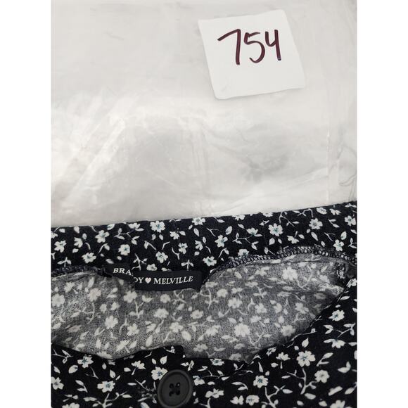 BRANDY MELVILLE Black White Floral Button Front Lightweight Maxi Skirt SZ M - Picture 9 of 9